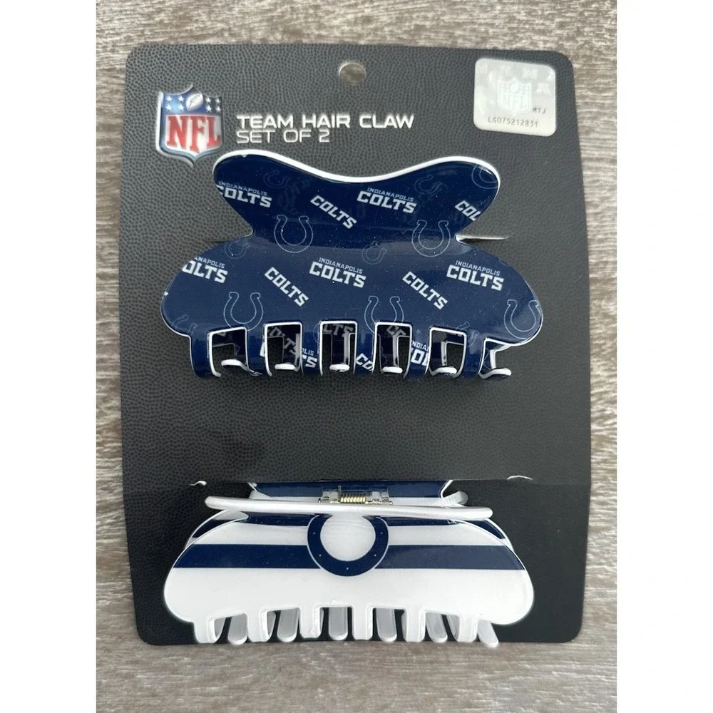 NEW Indianapolis Colts Claw Clips NFL Football Logo Hair Accessories Set Of 2